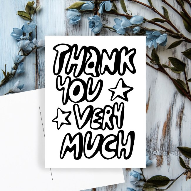 Thank You Very Much Bubble Letters B&w Custom  Postinvitations