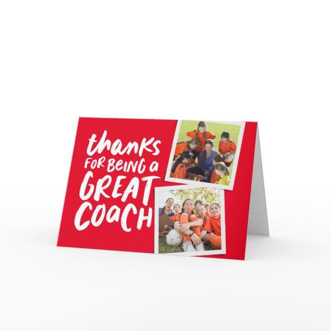 Thanks For Being A Great Coach Red Photo Thank You Invitations