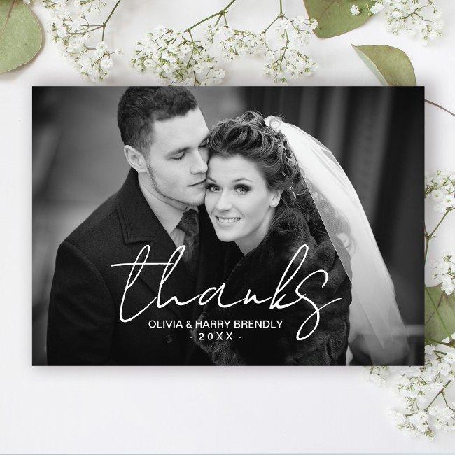 Thanks Hand Lettered Script Wedding Thank You Invitations
