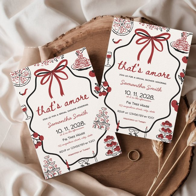 That's Amore Bridal Shower Italian Hand Drawn Invitation