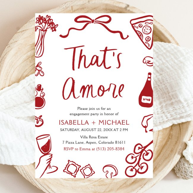 That's Amore Whimsical Italian Engagement Party Invitation
