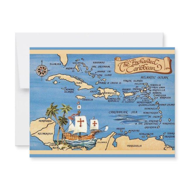 The Caribbean Map Postinvitations