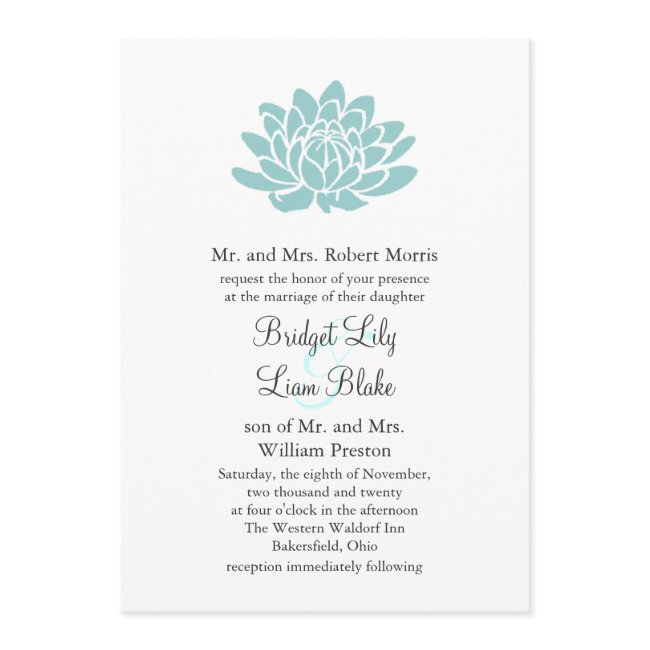 The Lotus Flower Wedding Invitation (turquoise)
