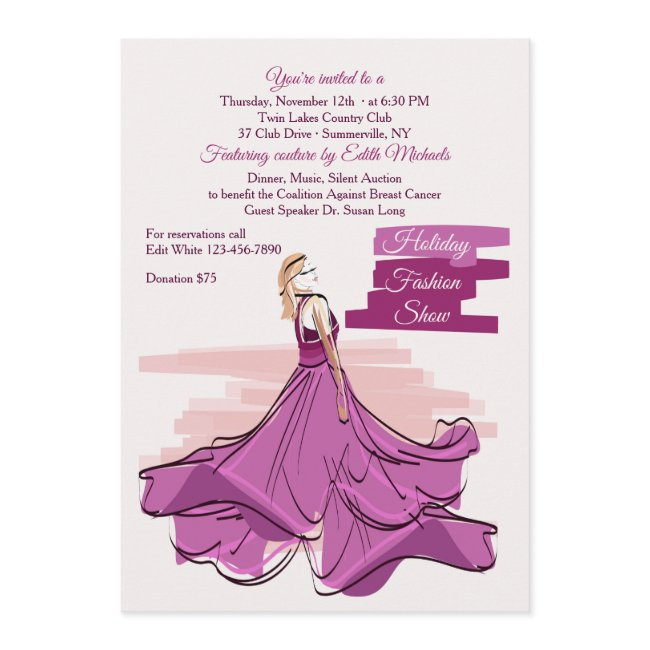 The Violet Gown Fashion Show Invitation