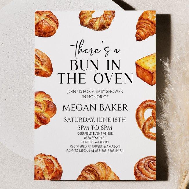 There's A Bun In The Oven Bread Baby Shower Invitation
