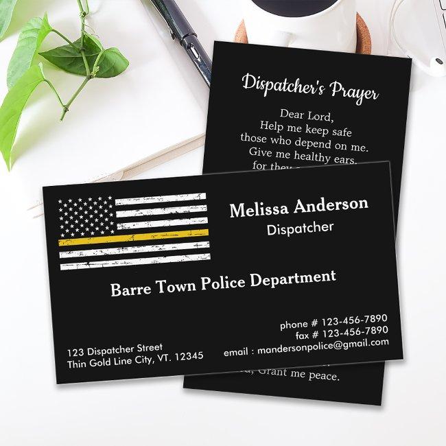 Thin Gold Line Police Fire 911 Dispatcher Business Invitations