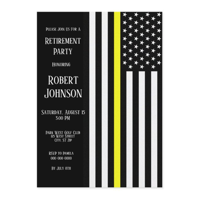 Thin Yellow Line Retirement Invitation