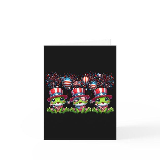 Three Cute Frogs Costume 4th July Proud Flag Firew Invitations