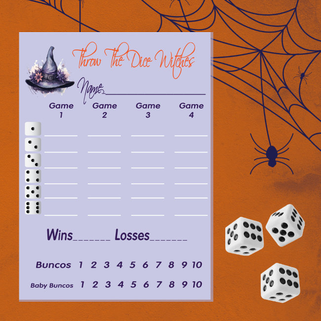 Throw The Dice Witches Halloween Scoreinvitations Bunco Invitation