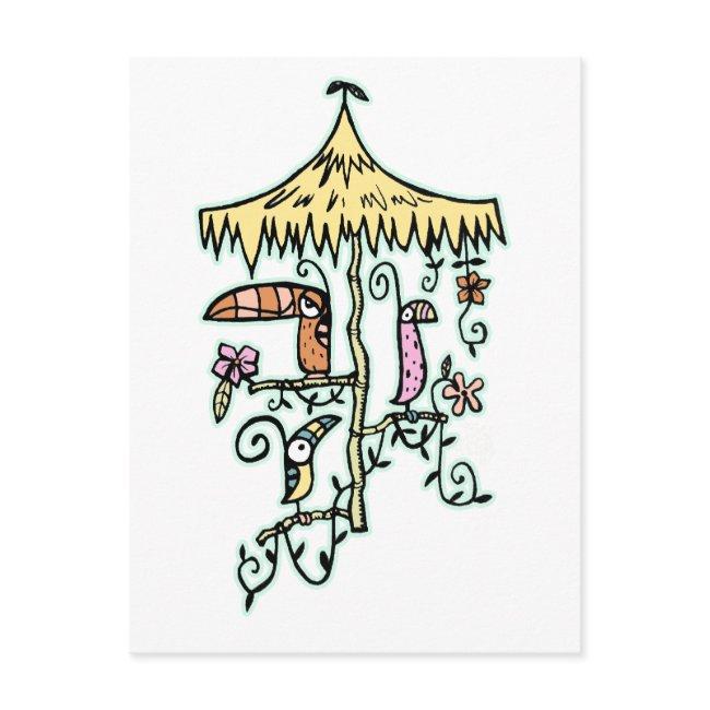 Tiki Room Birds On A Perch By Tiki Tony Postinvitations