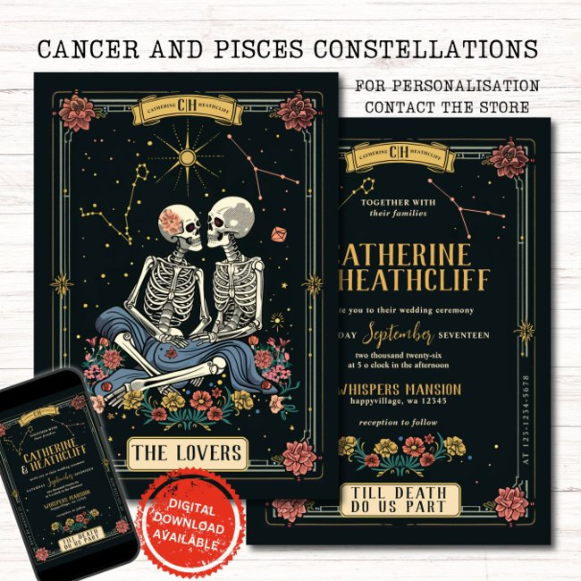 Till Death Do Us Part Cancer And Pisces Tarot Invitation