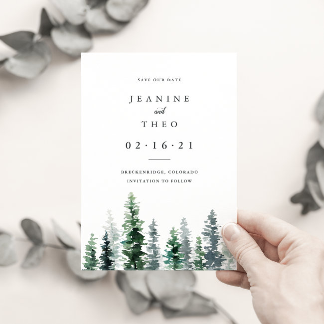 Timber Grove | Winter Watercolor Save The Date
