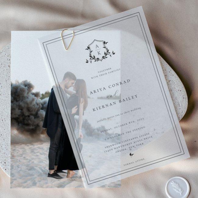 Timeless Vines Monogram Wedding Vellum Invitations