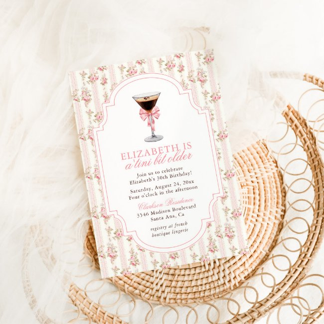 'tini Bit Older Espresso Martini Coquette Birthday Invitation