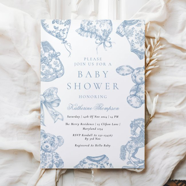 Toile De Jouy Nursery Baby Shower Invitation