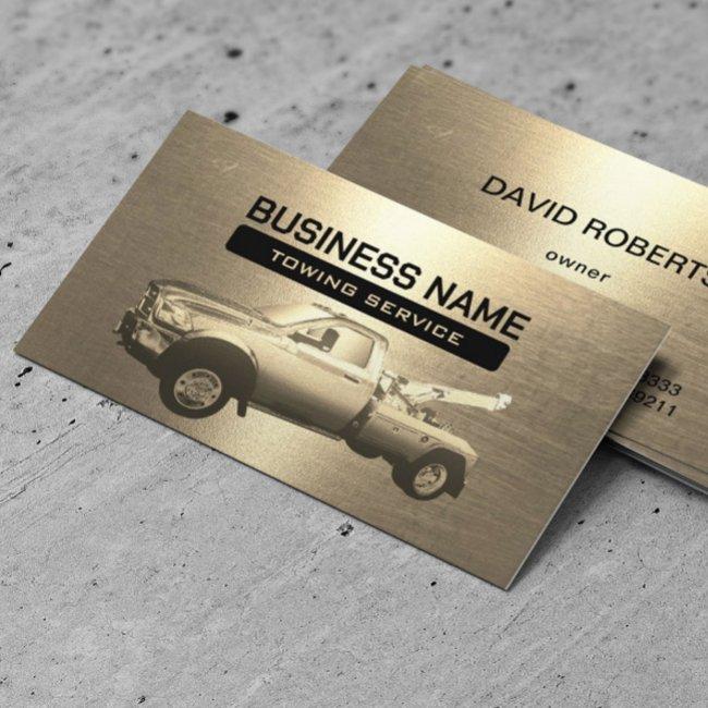 Towing Service Modern Gold Tow Truck Professional Business Invitations