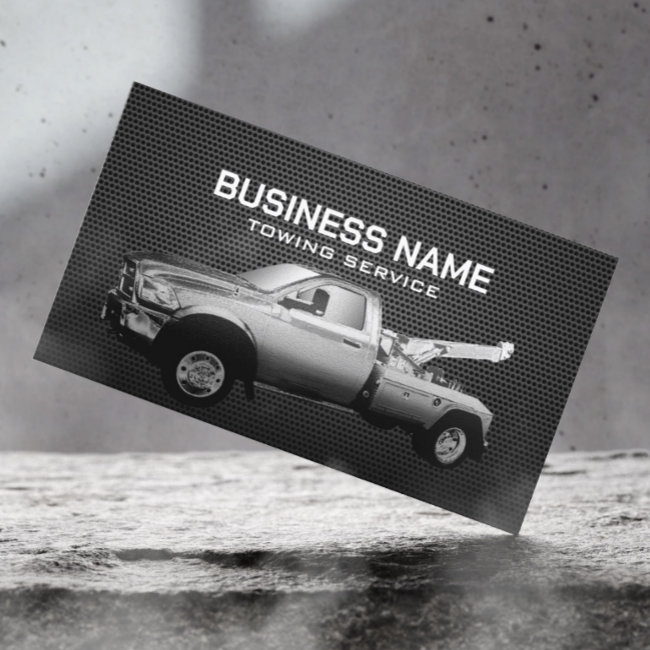Towing Service Tow Truck Professional Black Metal Business Invitations