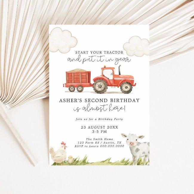 Tractor Farm Birthday Invitation