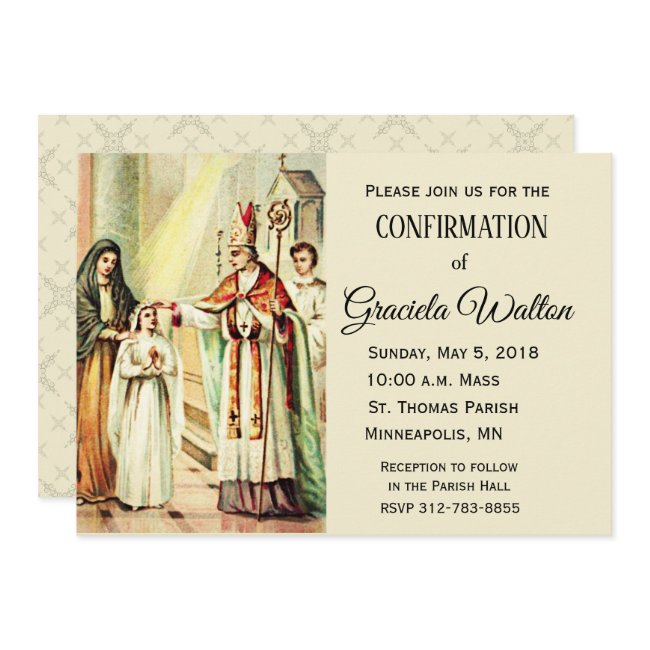 Traditional Catholic Girl Confirmation Confirm Invitation