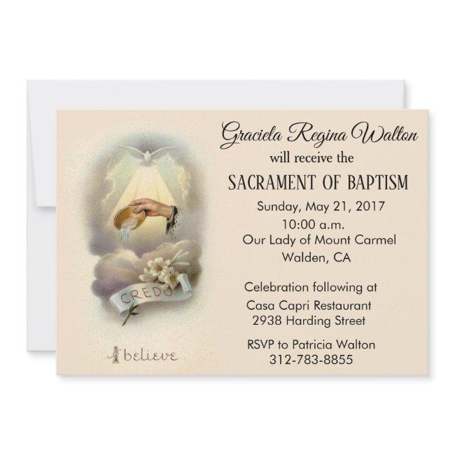 Traditional Catholic Infant Baptism Invitations