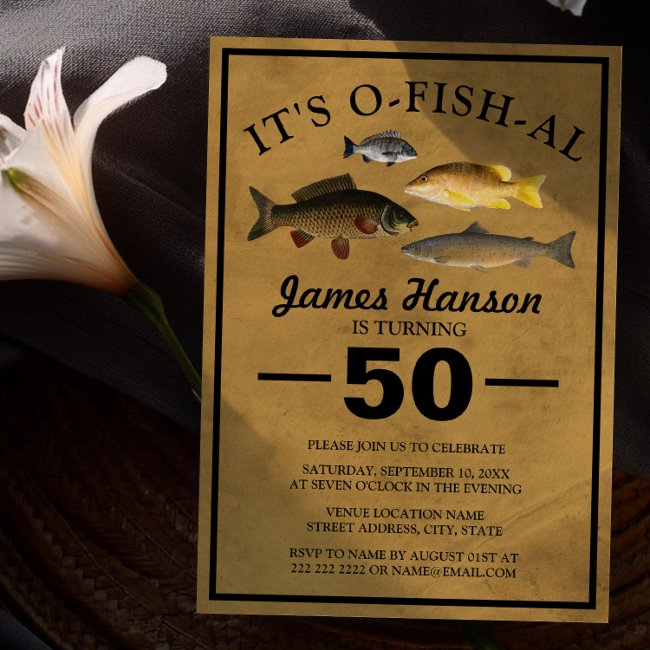 Traditional Rustic Fishing | 50th Birthday Invitation