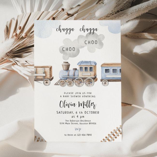 Train Baby Shower Invite, Chugga Boy Baby Shower Invitation