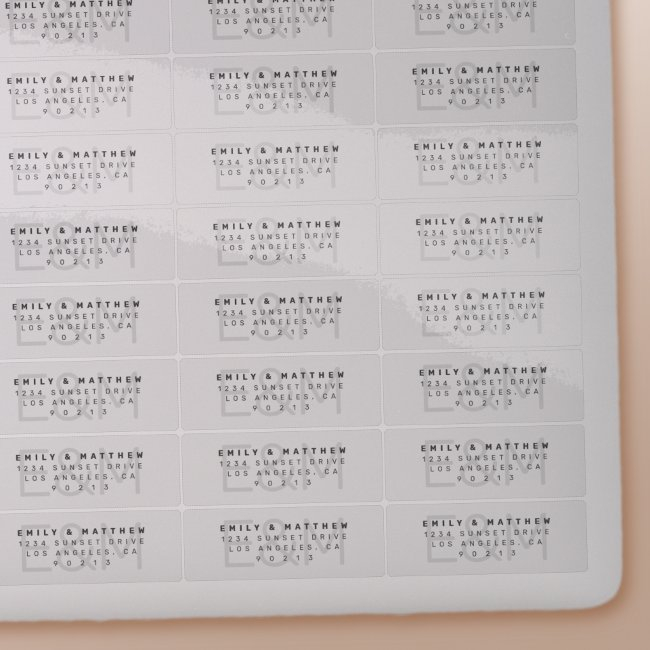 Transparent Modern Monogram Wedding Return Address Sticker