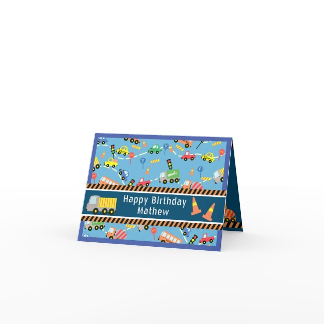 Transportation Blue. Birthday Invitations