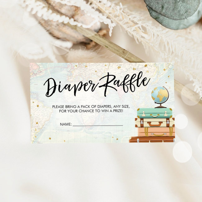 Travel Adventure Baby Shower Diaper Raffle Enclosure Invitations
