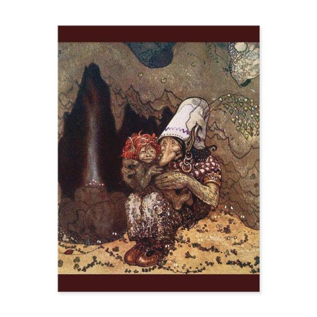 Troll Mother Beside A Campfire Postinvitations