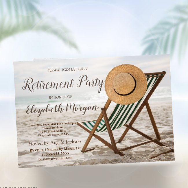 Tropical Beach,chair Retirement Party Invitation