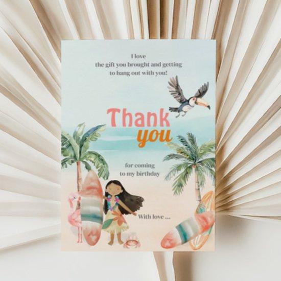 Tropical Beach Summer Surf Birthday Thank You Invitations