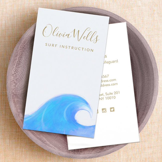 Tropical Blue Ocean Surf Wave Business Invitations