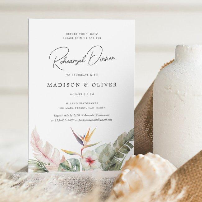 Tropical Botanicals Wedding Rehearsal Dinner Party Invitation