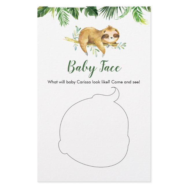 Tropical Boy Sloth Baby Shower Baby Face Invitations