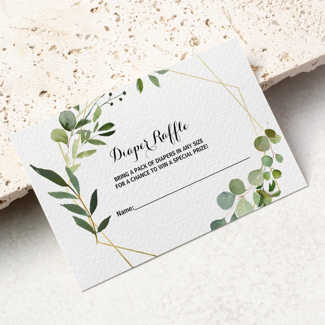 Tropical Green Leaves Diaper Raffle Enclosure Invitations