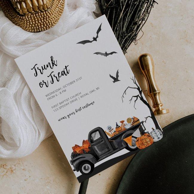 Trunk Or Treat Halloween Invitation For Kids
