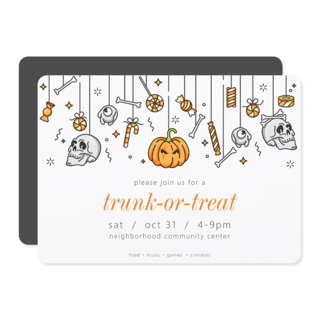 Trunk Or Treat Modern Chic Halloween Party Invitation