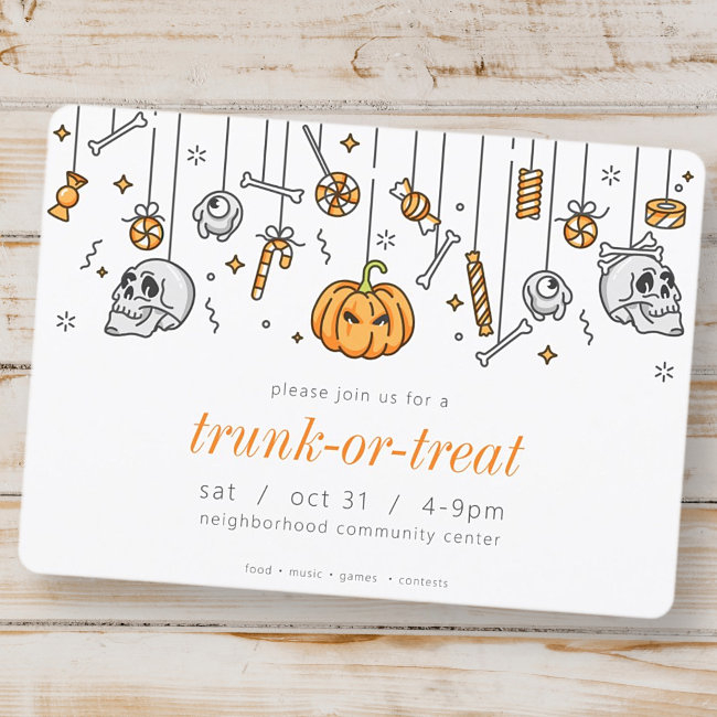 Trunk Or Treat Modern Chic Halloween Party Invitation