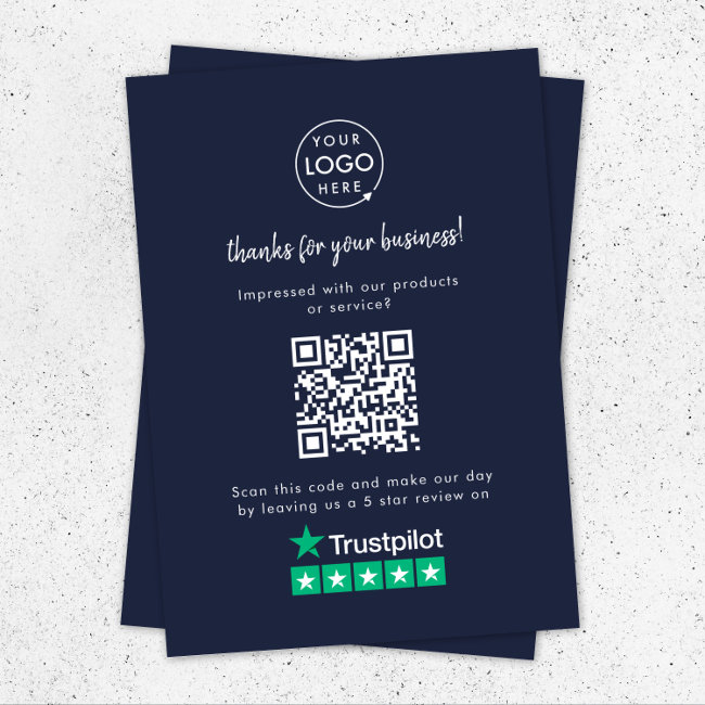 Trustpilot Review Business Thank You Qr Code Navy Enclosure Invitations