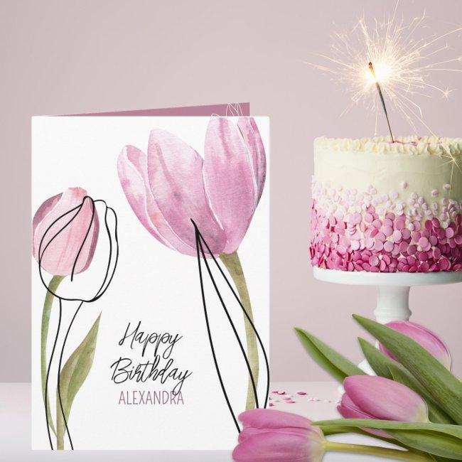 Tulips Happy Birthday Custom Text Any Occasion Invitations