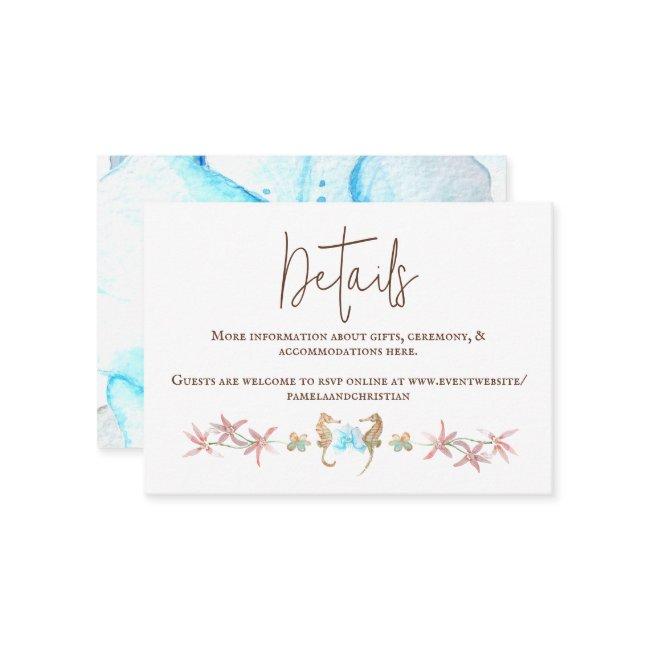Turquoise Orchid, Seahorses Wedding Details Invitations