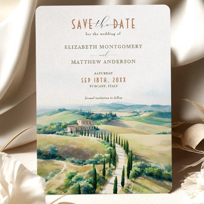 Tuscan Elegance Save The Date Italian Countryside Invitation