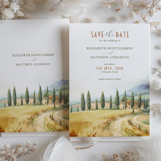Tuscan Serenity Save The Date Italian Countryside Invitation