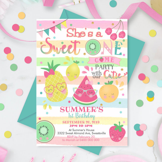 Tutti Frutti 1st Birthday Invitation