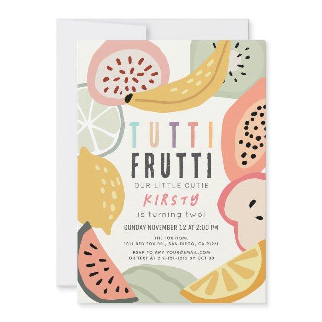 Tutti Frutti Colorful Fruit 2nd Birthday Invitation