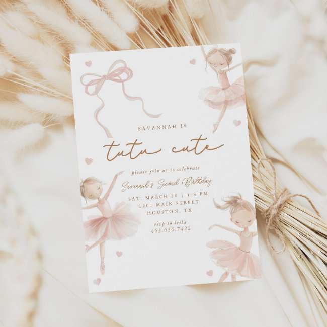 Tutu Cute Girls' Second Ballerina Birthday Invitation