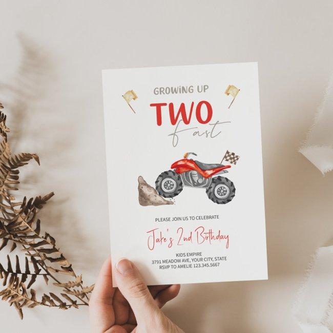 Two Fast 4 Wheeler Quad Bike Birthday Invitation