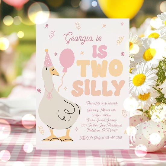 Two Silly Goose 2nd Birthday Party Spring Birthday Invitation