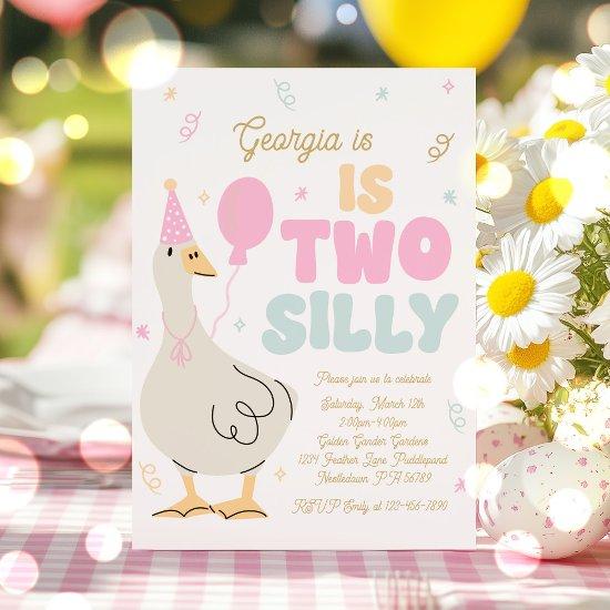 Two Silly Goose 2nd Birthday Party Spring Birthday Invitation